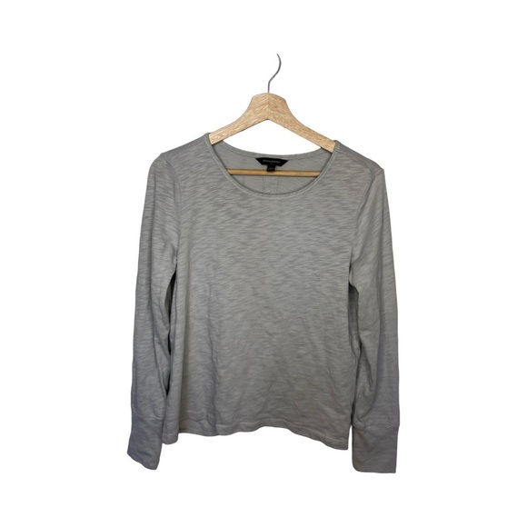 Banana Republic Gray Long Sleeve Tee with Keyhole & Bunching - Size Large - Picture 5 of 12